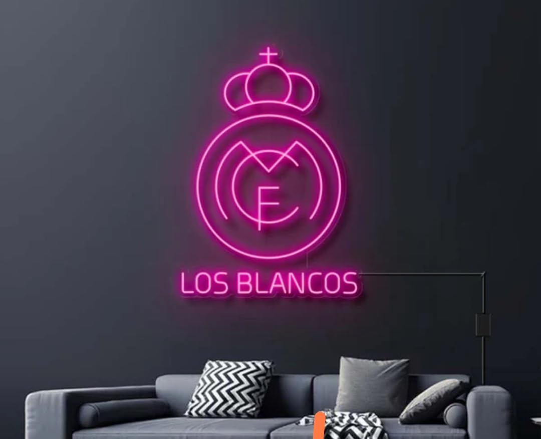 Letrero LED Neón Personalizado (Nombre no incluido) escudo, Iluminación Interior, Diseño escudo R.Madrid.