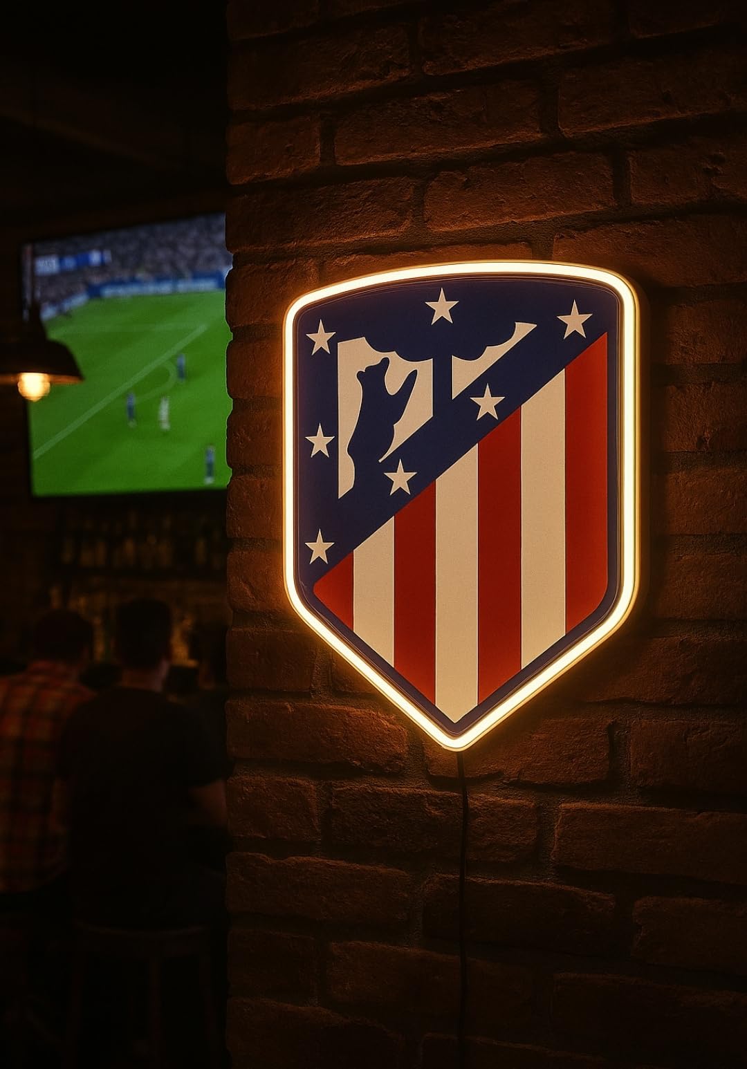 Escudo del Atlético, Insignia Deportiva en Relieve con neón led y césped artificial no incluido