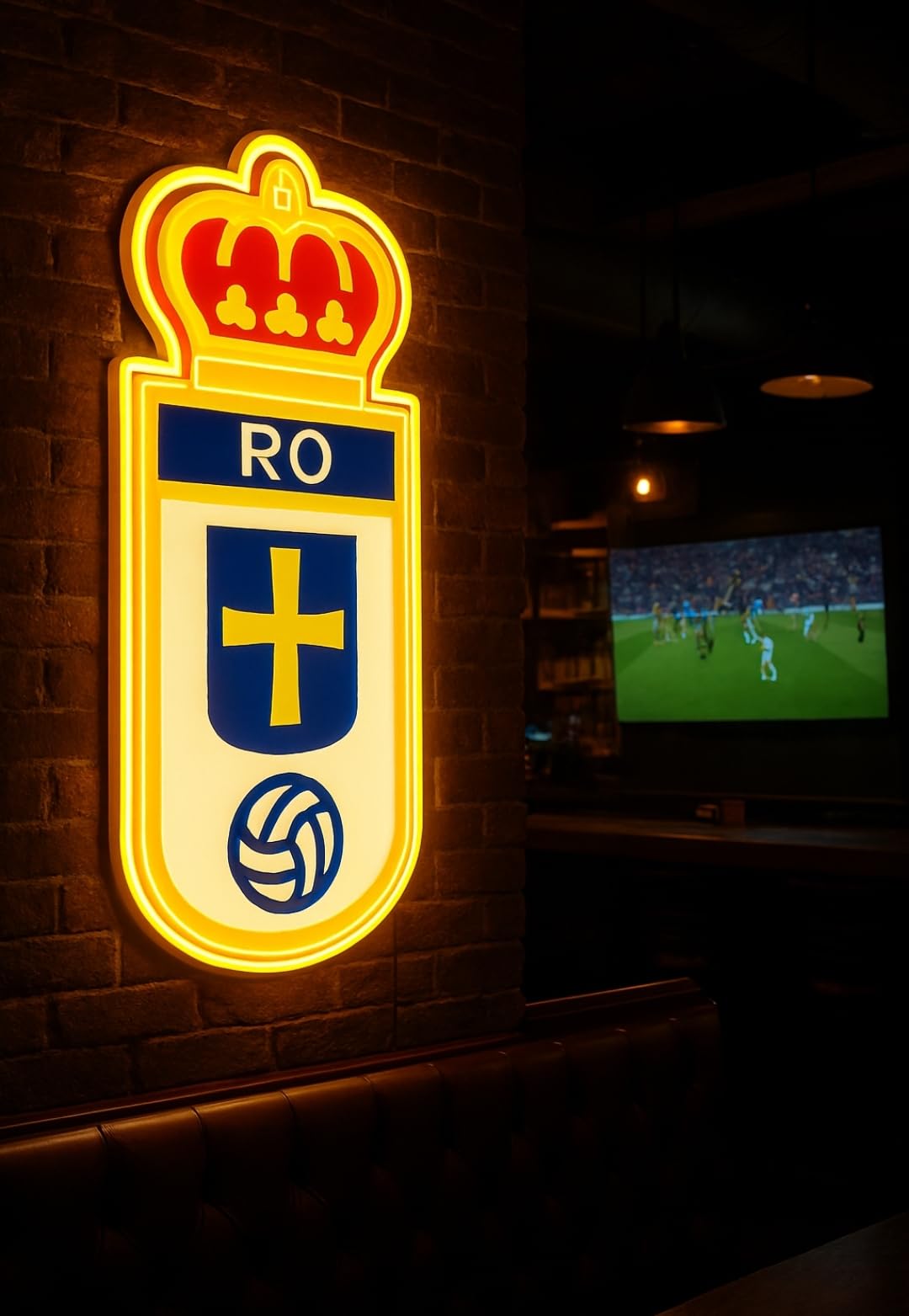 SOLOLED Lámpara LED escudo Decorativa Regalo Oviedo, Escudo Club, Iluminación Deportiva Medidas 20x35 cm