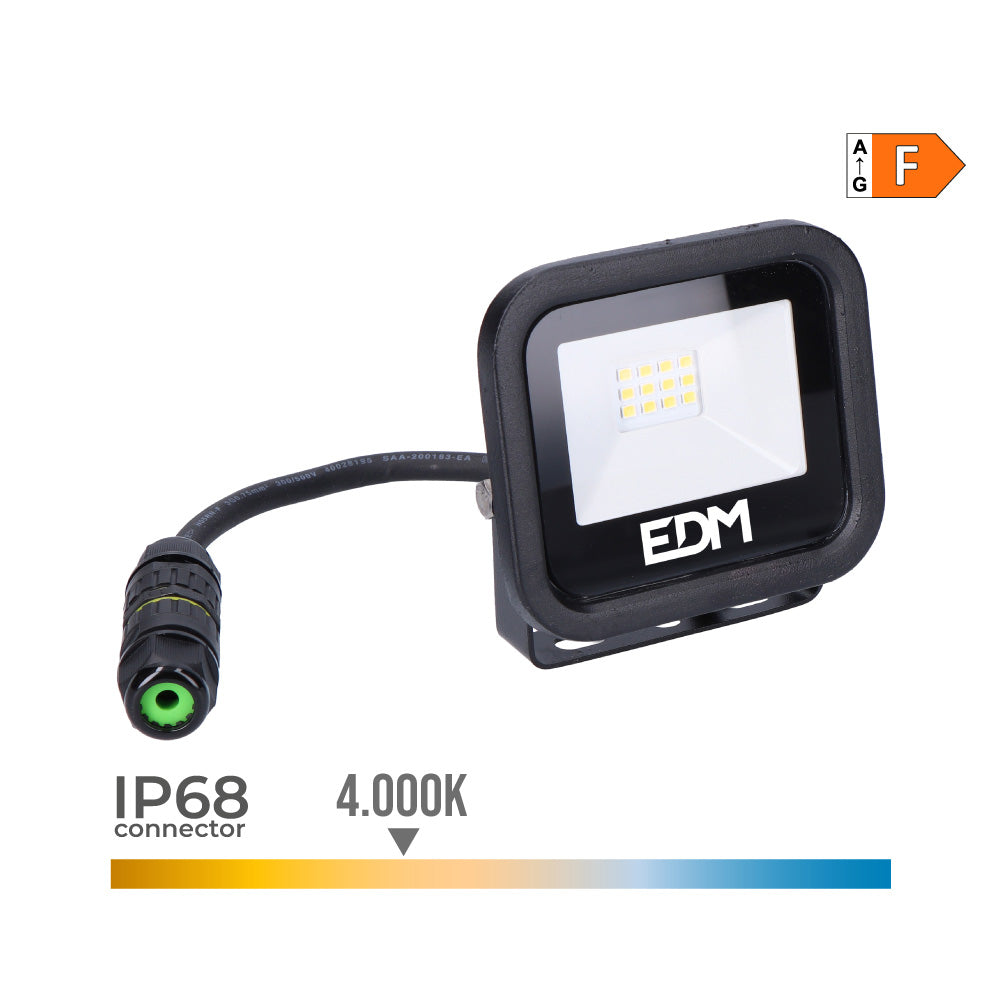 FOCO PROYECTOR LED 10 W 800 lm 4000 K LUZ DÍA, BLACK SERIES; 9,2 x 8,1 x 2,7 cm