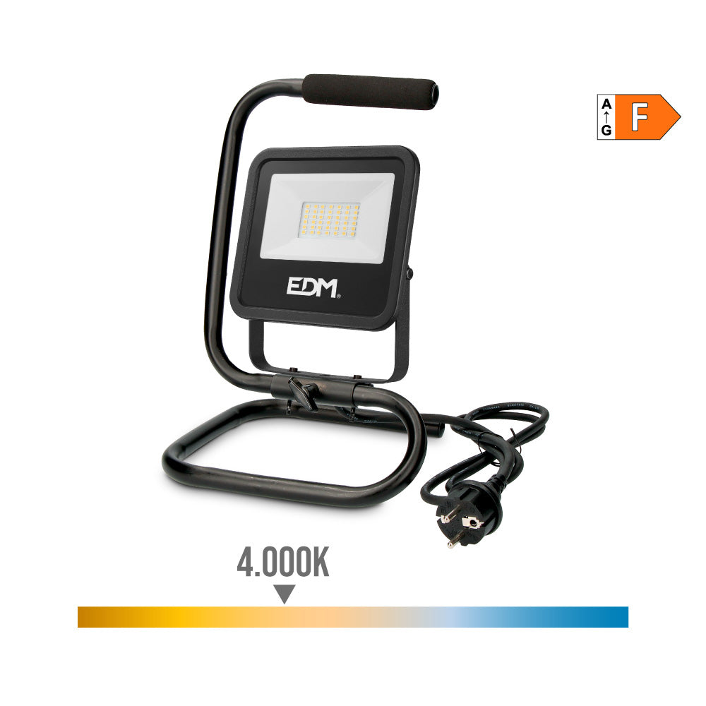 FOCO PROYECTOR LED CON PIE 30 W, 2370 lm, 4000 K, LUZ DÍA, BLACK SERIES; 22 x 21 x 32 cm