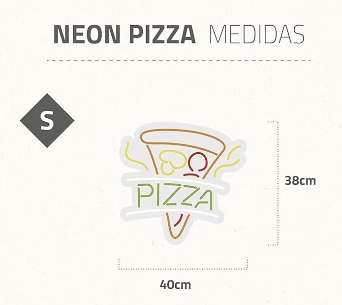 Pizza Neón Luminoso Base metacrilato