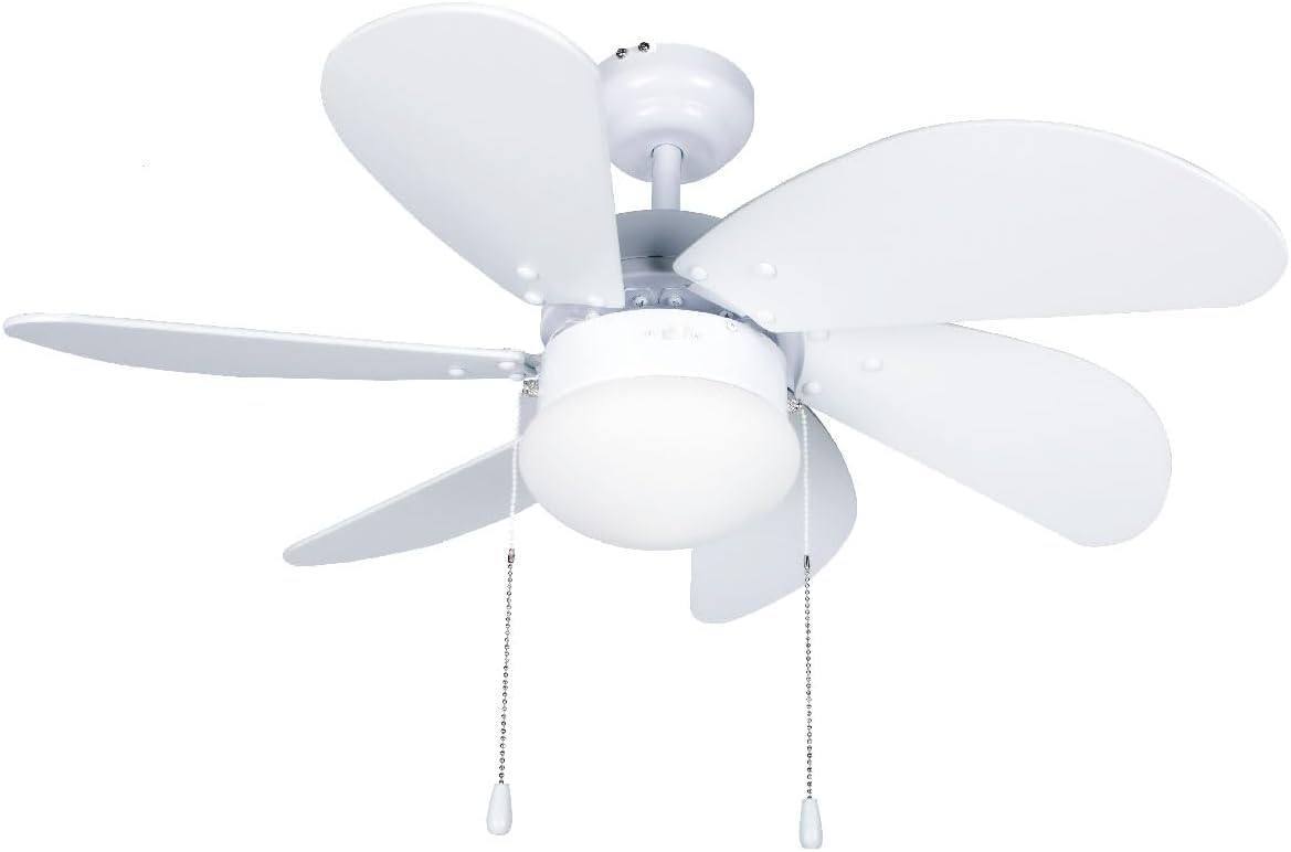 Genérico GSC Evoluion | Ventilador de techo con luz Blanco | Motor DC | Ø82 6 aspas | Ideal estancias <13m2 | Verano/Invierno