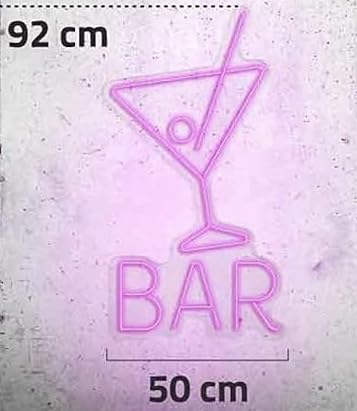 Neon con la palabra Bar 8 colores diferentes Uso interior Luminoso Tamaño: (50 x 92) cm