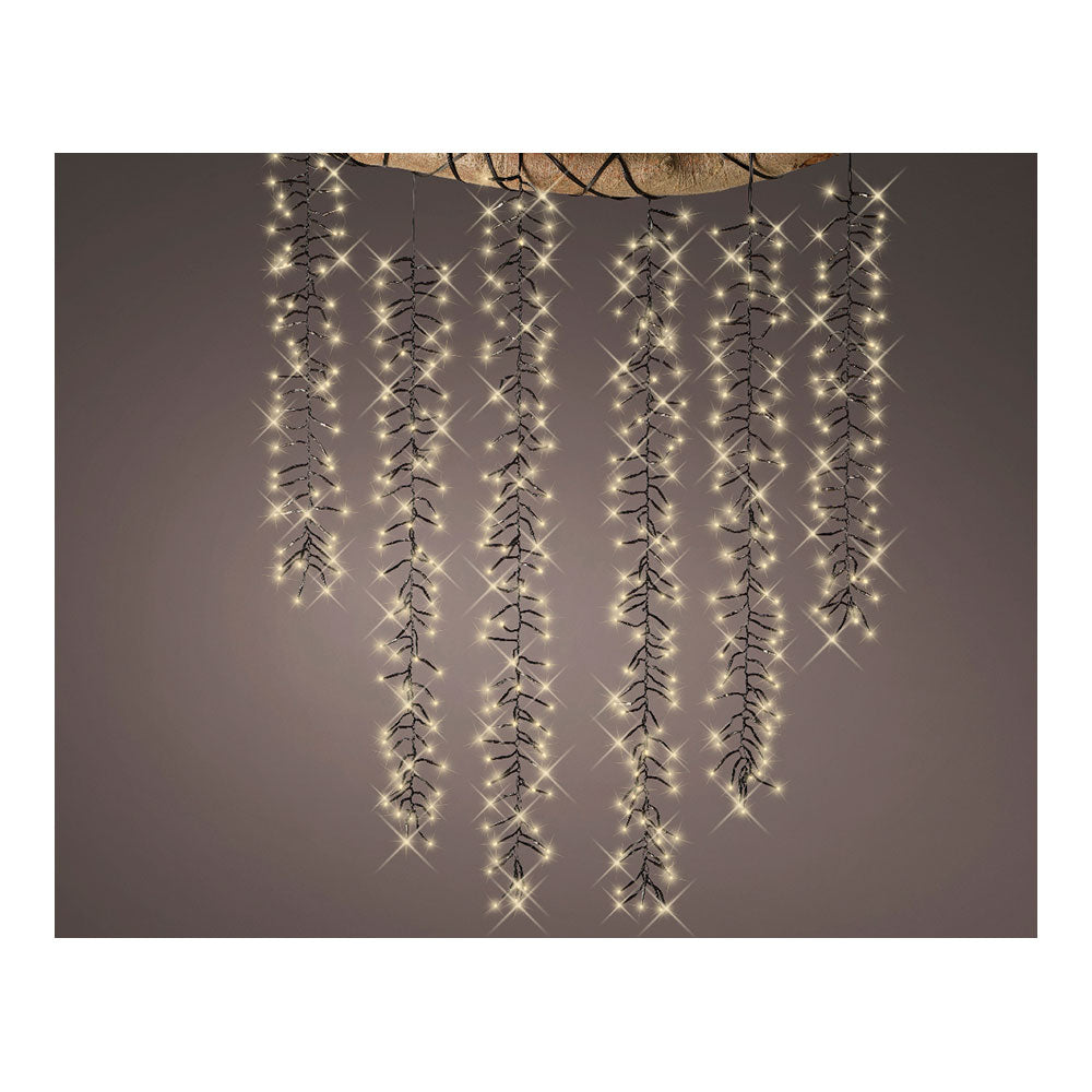 CORTINA CASCADA PARA ÁRBOL, MULTIFUNCIÓN, LUZ CÁLIDA, 480 LEDS, EXTERIOR, 2m