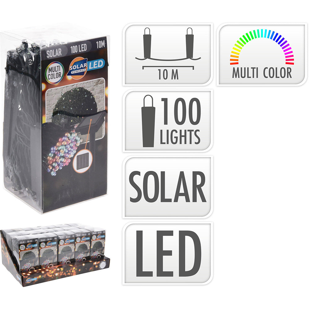 GUIRNALDA SOLAR LED, MULTICOLOR, 100 LEDS, 10 m