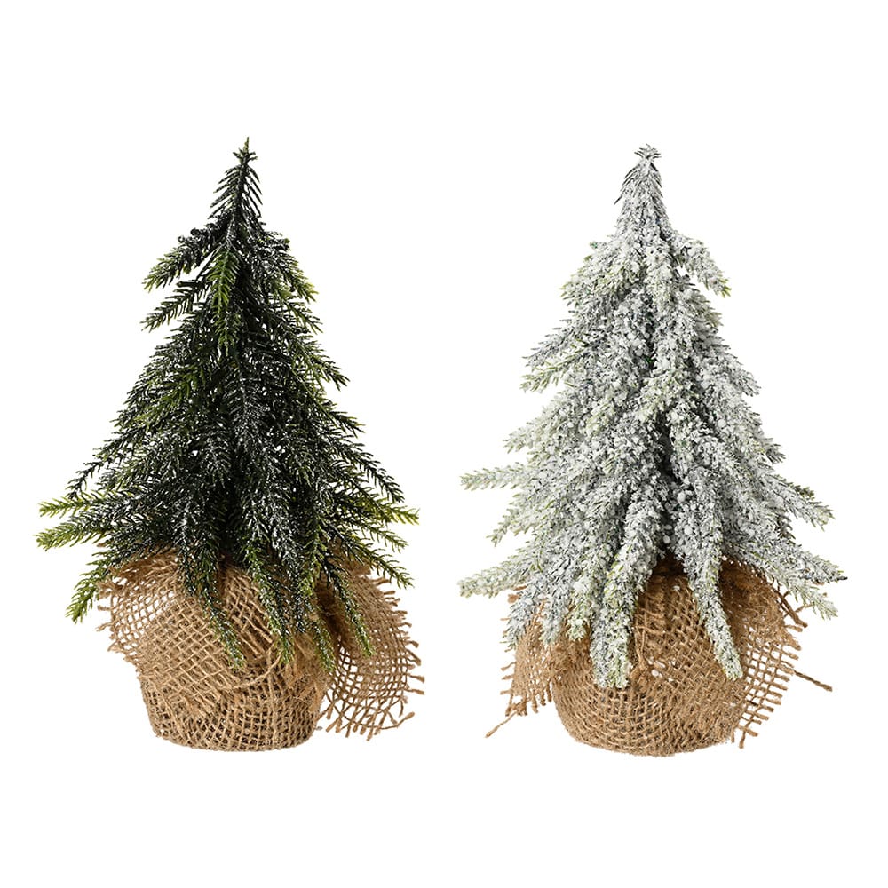 MINI PINO CON MACETERO DE YUTE, MODELOS VARIADOS Ø12 x 20 cm