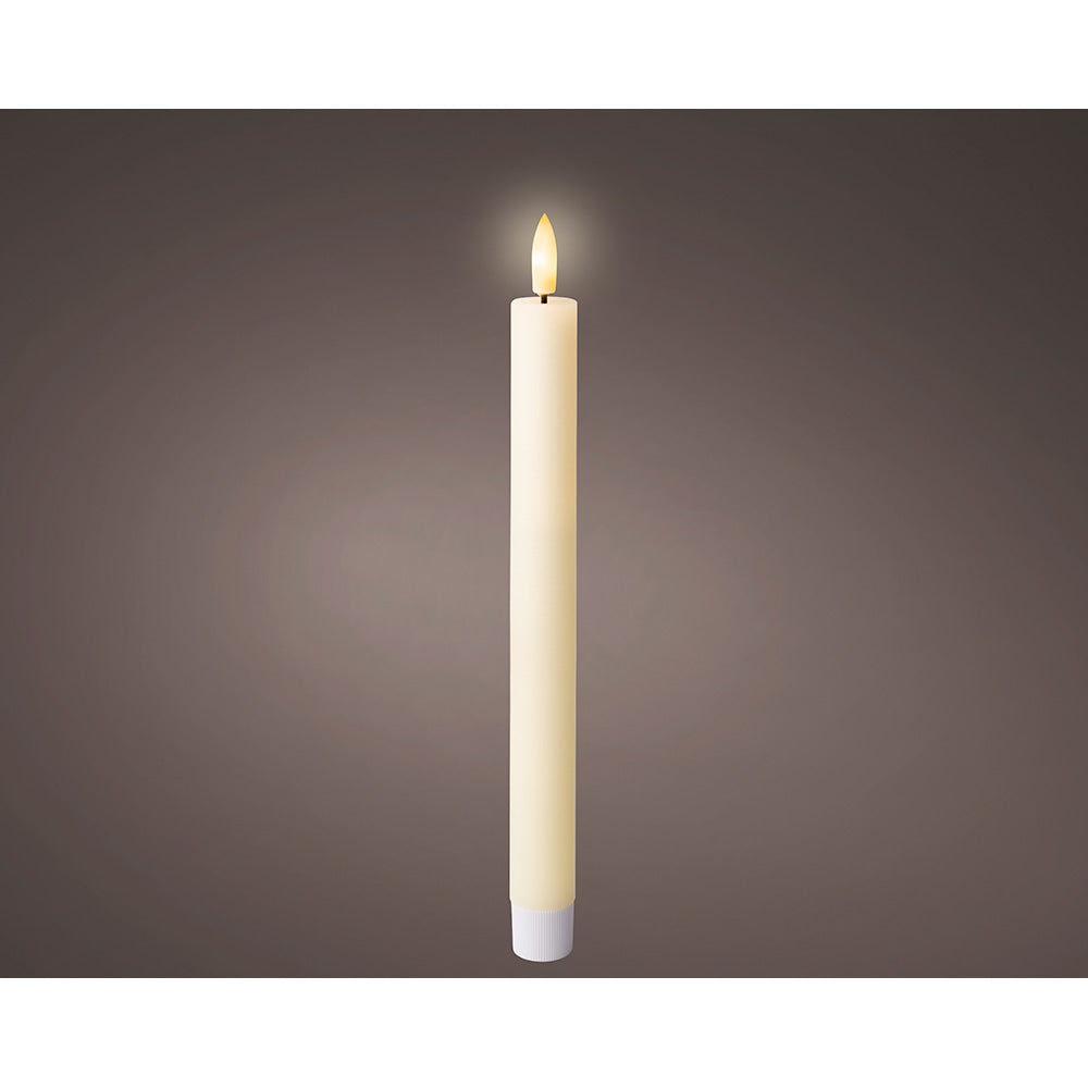 VELA DE CERA LED COLOR BEIGE Ø2,2 x 24,5 cm. PACK 2 uds