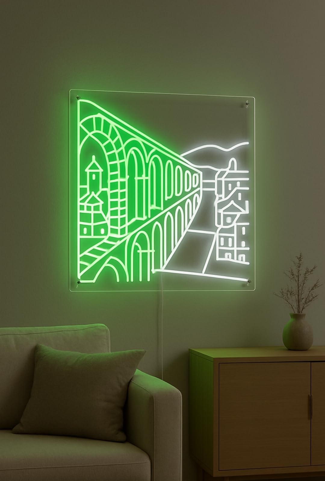 SOLOLED Lámpara LED de Pared Decorativa, Panel Luminoso con Diseño Arquitectónico, Luz Cálida, acueducto de Segovia