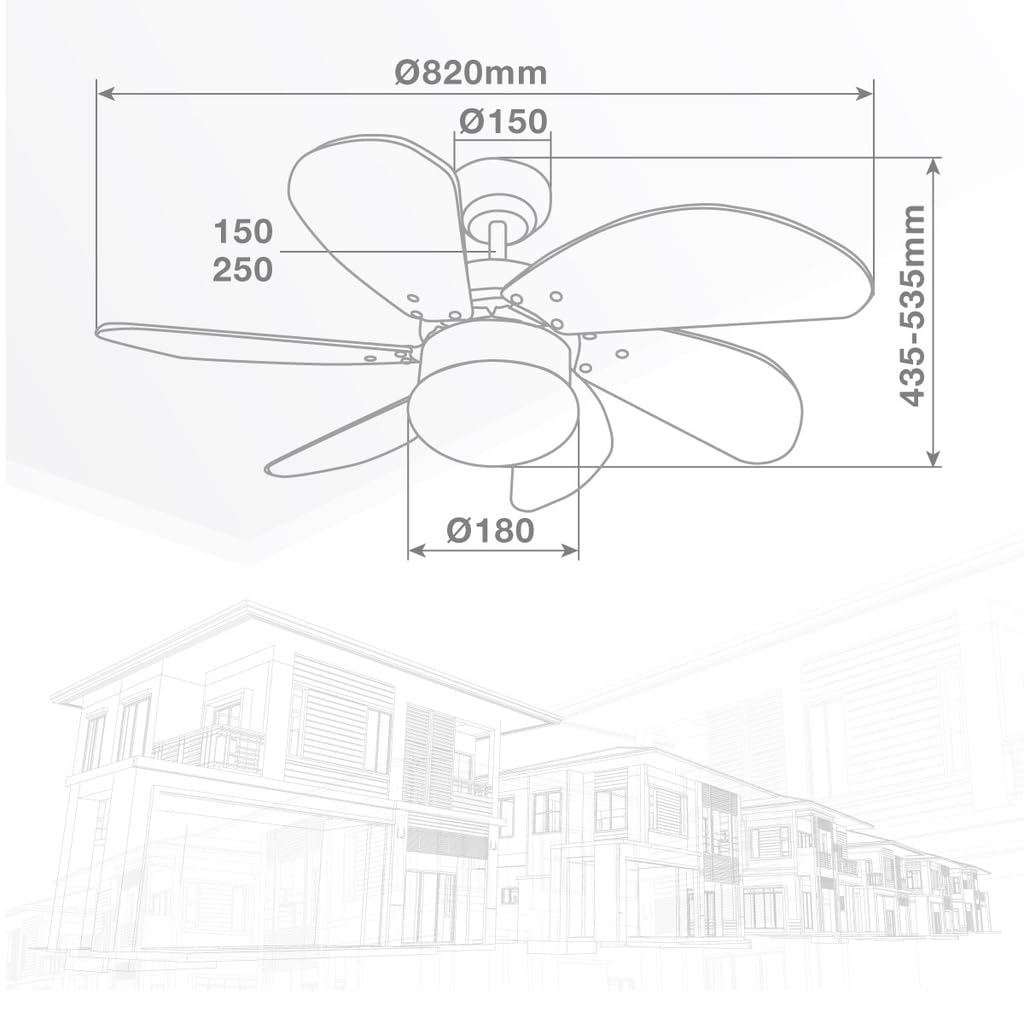 Genérico GSC Evoluion | Ventilador de techo con luz Blanco | Motor DC | Ø82 6 aspas | Ideal estancias <13m2 | Verano/Invierno