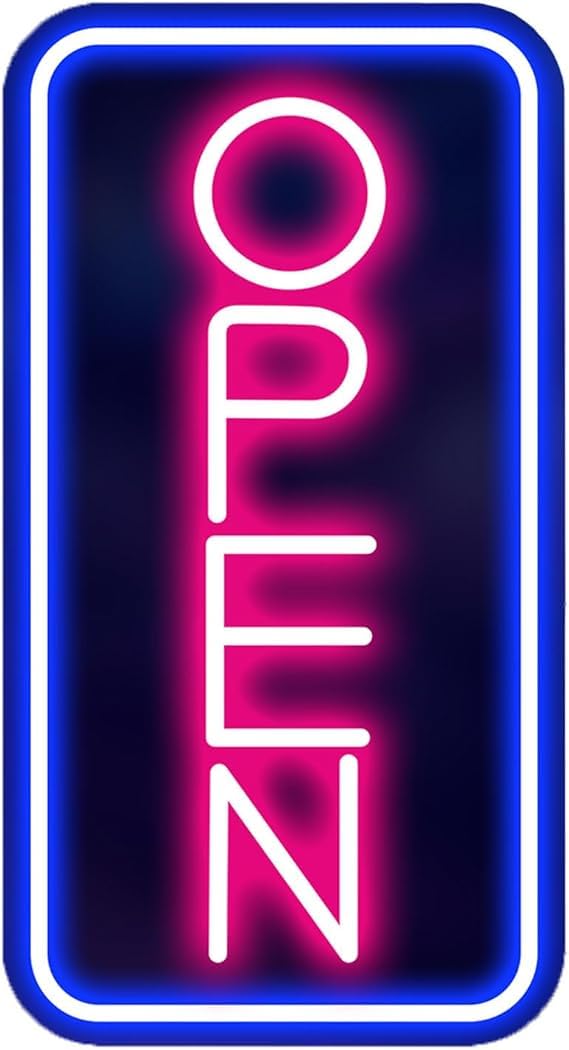 Letrero de neón abierto ajustable brillo LED neón signo abierto lámpara de neón cartel decoración para tienda de pasteles de bar 22 cm x 42 cm alimentacion 12v
