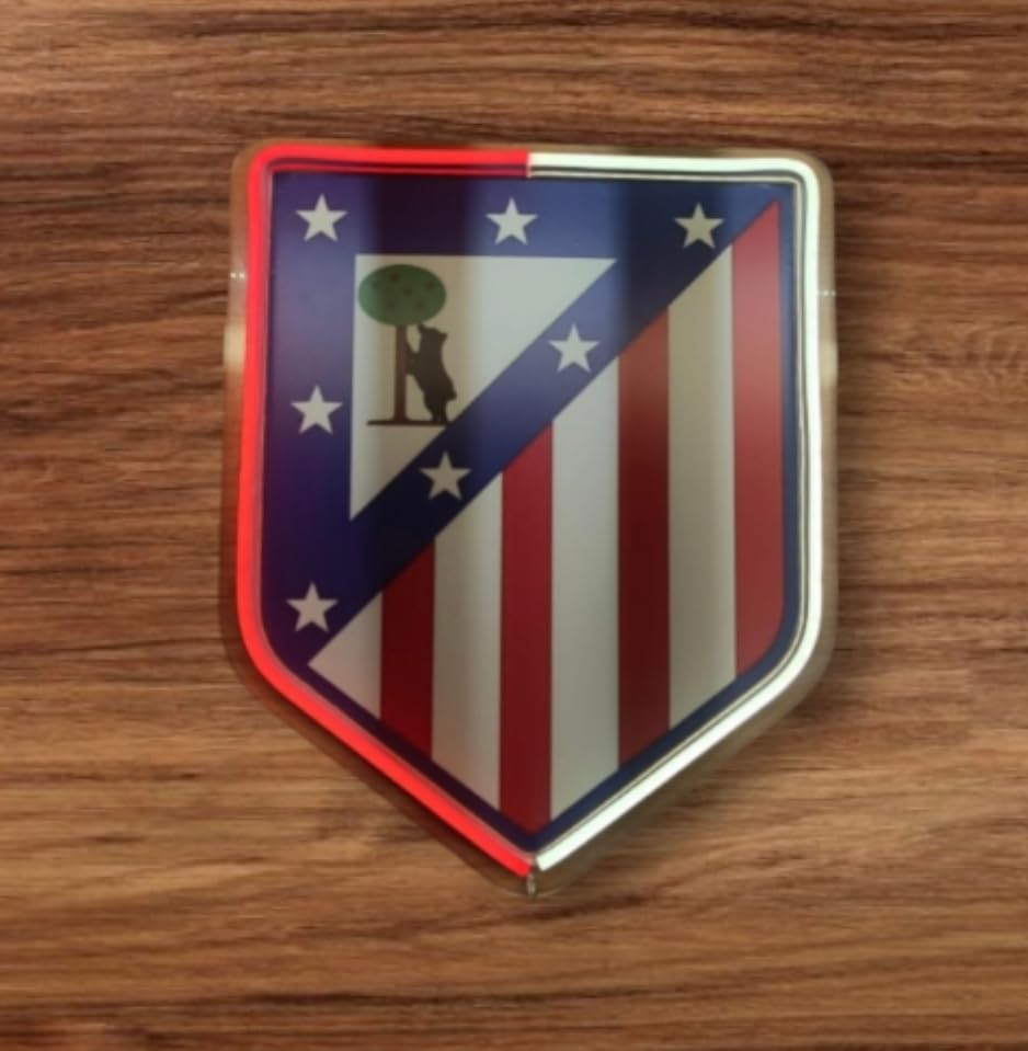 Escudo del Atlético, Insignia Deportiva en Relieve con neón led y césped artificial no incluido