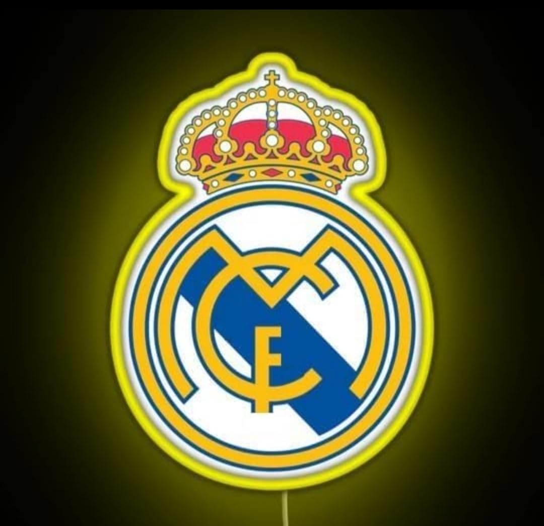 SOLOLED Madrid Escudo, Deportivo con Corona, Emblema de Fútbol,vinilo,metacrilato, neon led medidas 40x30 cm liga de futbol