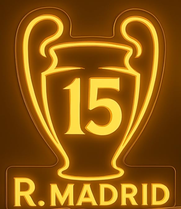 SOLOLED Madrid regalo Lámpara LED de Pared, Trofeo Champions League, Iluminación Decorativa, Luz Amarilla