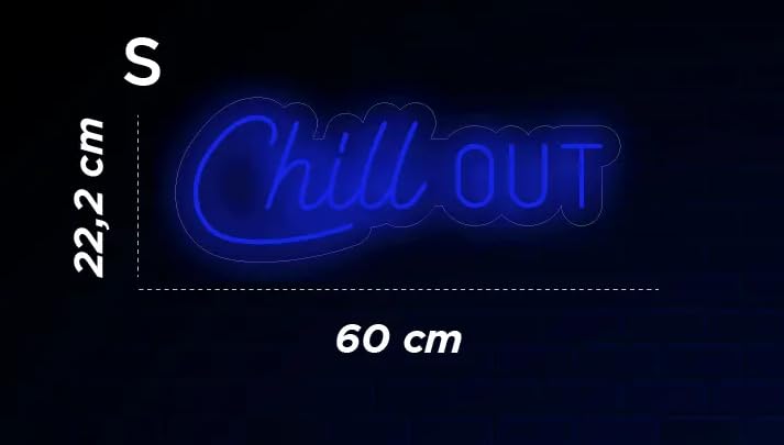Letrero LED Neón 'Chill Out', 60 x 22,2 cm, 11 Colores Disponibles, Luz Decorativa para Pared