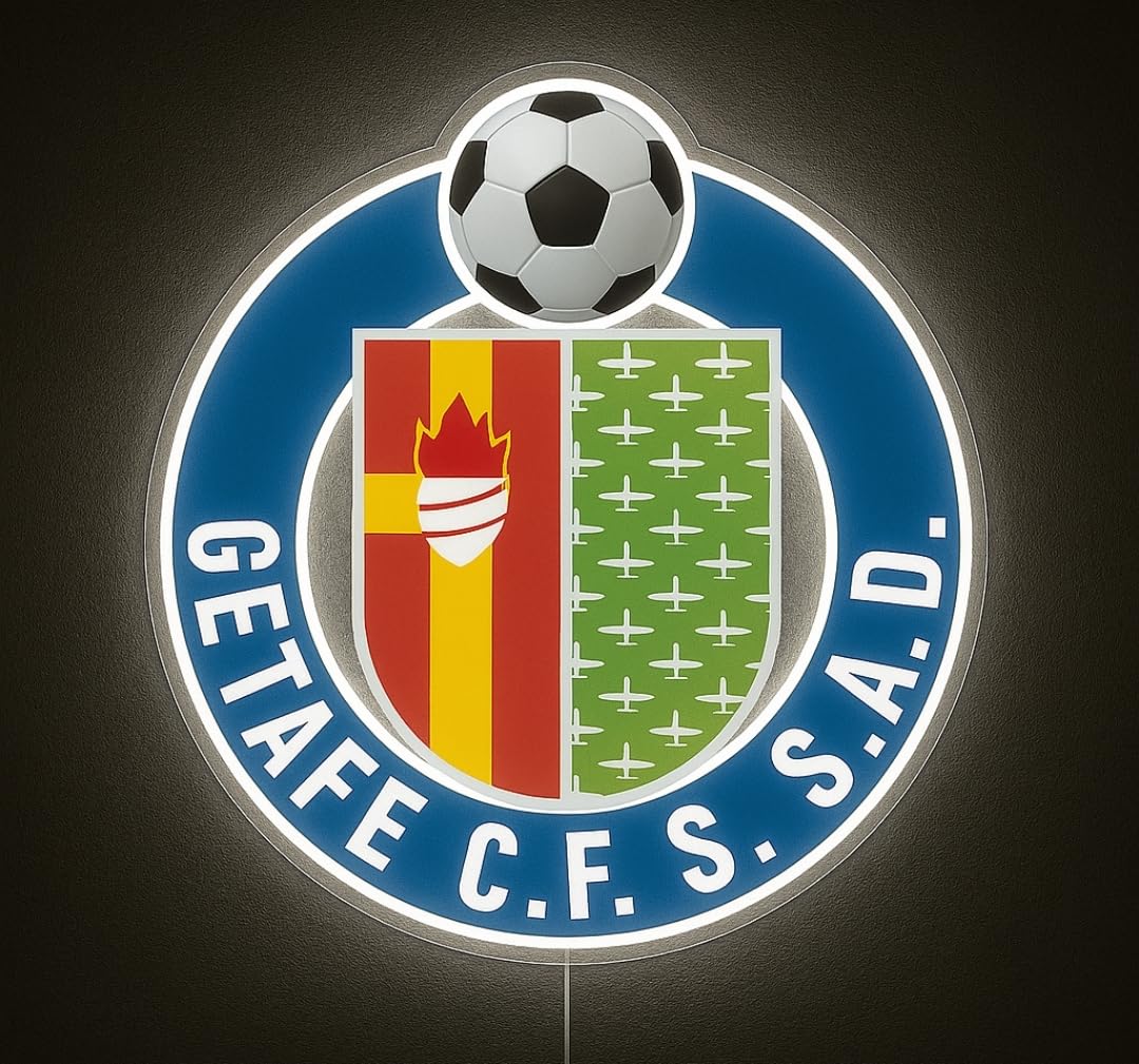 Getafe regalo futbol escudo liga LED neón Iluminado, Escudo de Fútbol Decoración Deportiva