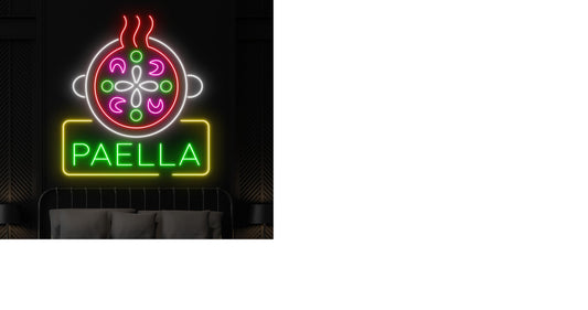 Letrero LED Decorativo de Paella, Luz de Neón Multicolor para Restaurante, Estilo Español
