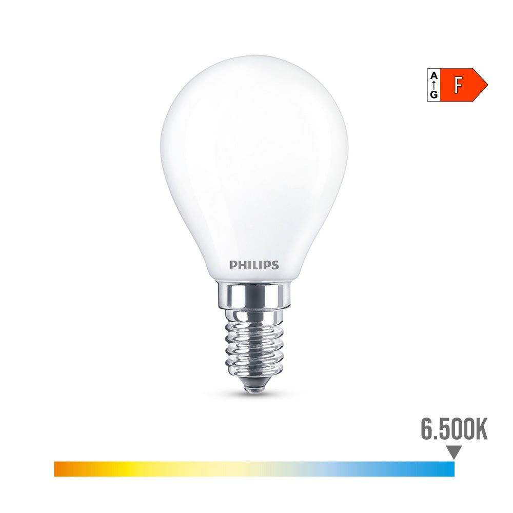 BOMBILLA ESFERICA LED E14 4,3 w 470 lm 6500 k LUZ FRIA Ø4,5 x 8,2 cm