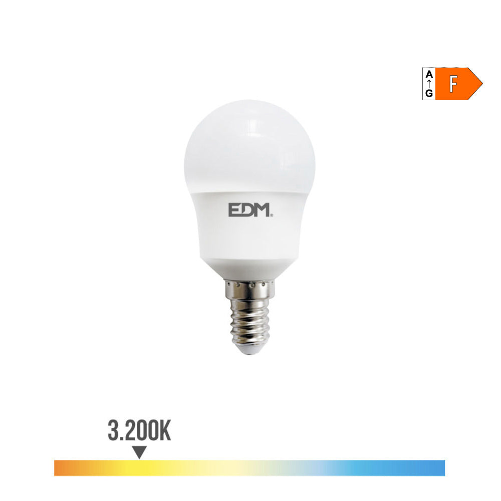 BOMBILLA ESFERICA LED E14 8,5 w 880 lm 3000 k LUZ CALIDA Ø4,5 x 8,8 cm