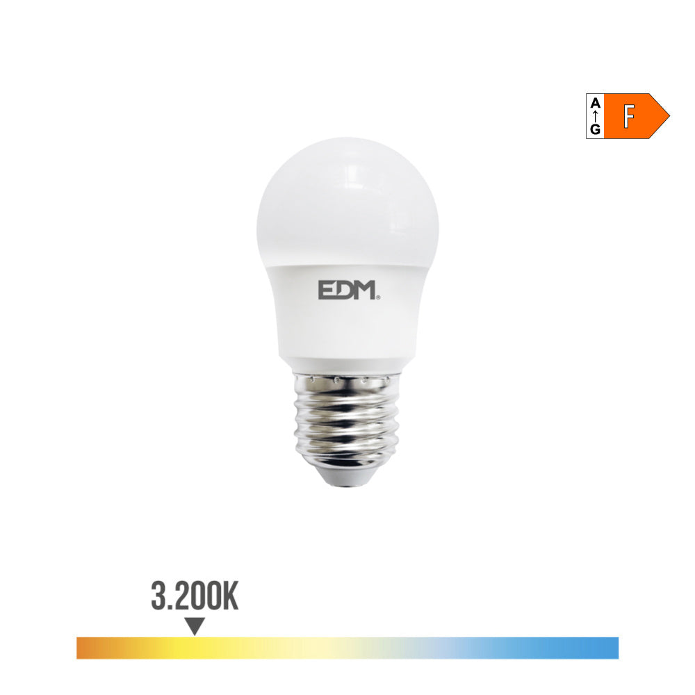 BOMBILLA ESFERICA LED E27 8,5 w 880 lm 3000 k LUZ CALIDA Ø4,5 x 8,6 cm