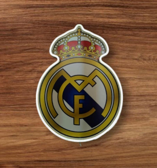 1 escudo Real Madrid con Pantalla metacrilato y vinilo con neón LED de Bar Deportivo, de la lga de futbol, Ambiente de Pub
