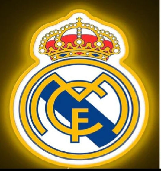 SOLOLED Madrid Escudo, Deportivo con Corona, Emblema de Fútbol,vinilo,metacrilato, neon led medidas 40x30 cm liga de futbol