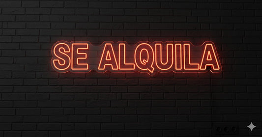 Letrero LED Neón 'SE ALQUILA', Rótulo Luminoso para Pared, Color Naranja, Estilo Moderno