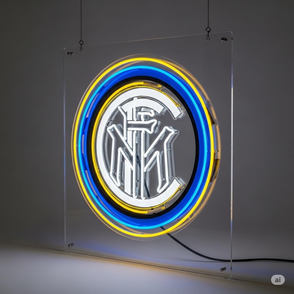 Lámpara de Neón LED Inter Milan, Club, Iluminación Decorativa con Marco de Acrílico, Multicolor