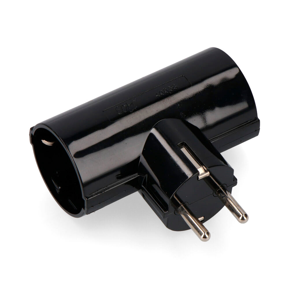 CLAVIJA DOBLE DE BAQUELITA T/TL TIPO F 4,8mm 16A 250V MÁX 3680W NEGRA (ENVASADA)
