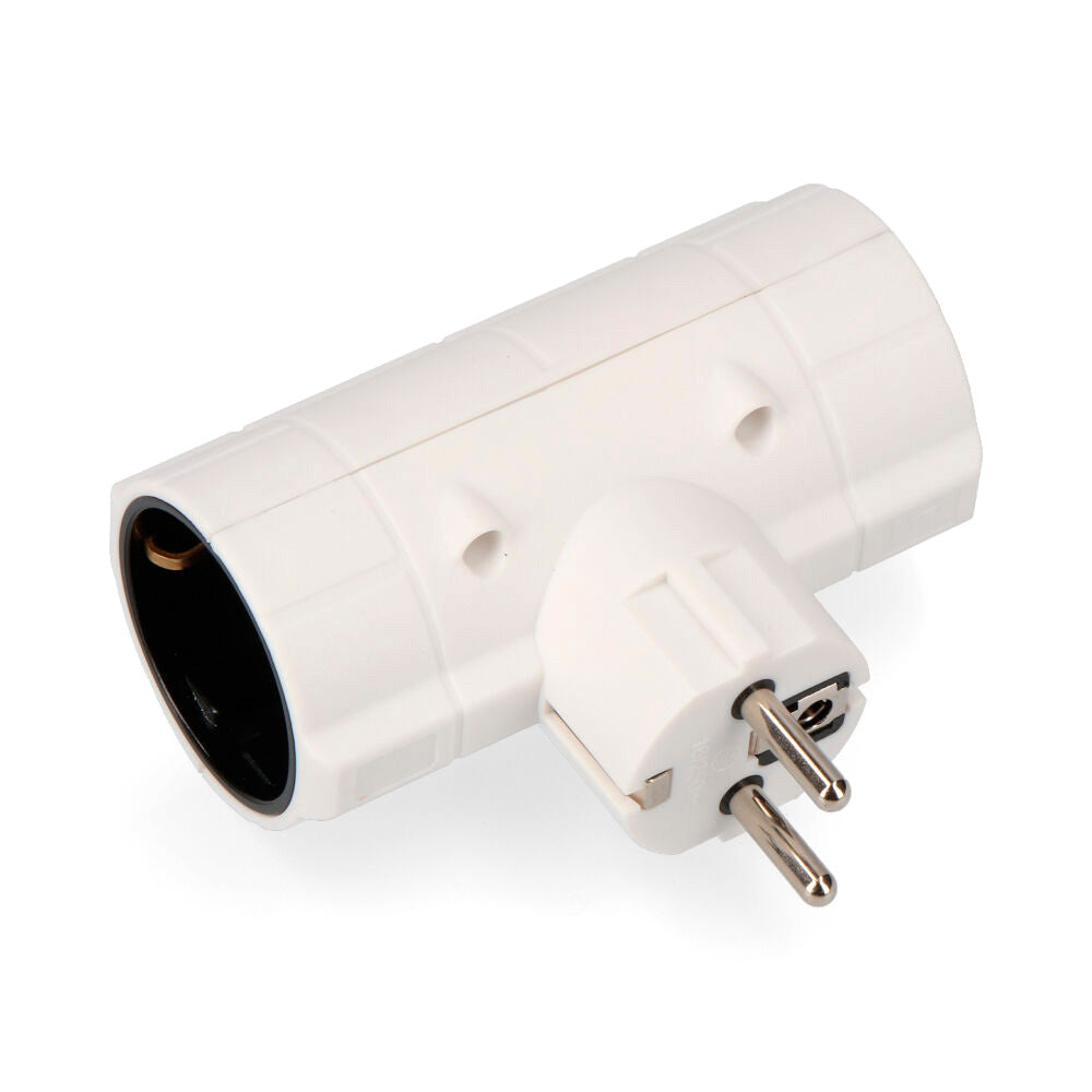 CLAVIJA DOBLE ECONÓMICA T/TL TIPO F 4,8mm 16A 250V MÁX 3680W BLANCA (ENVASADA)