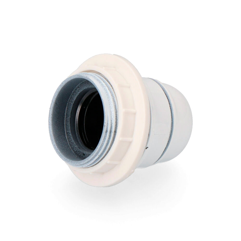 PORTALÁMPARAS SEMIROSCADO E-27 + ARANDELA BLANCO (ENVASADO)