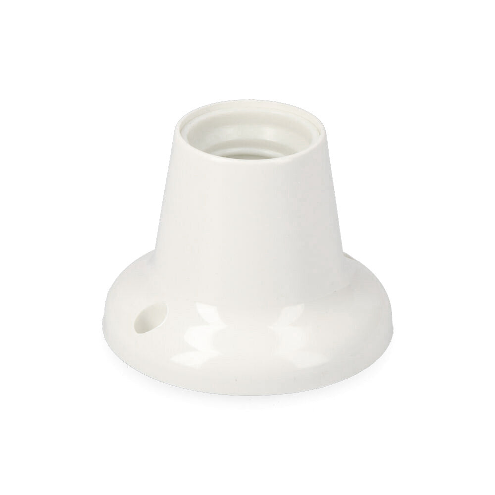 PORTALAMPARAS E27, ZOCALO RECTO, 4A 250V~, BLANCO (RETRACTILADO)