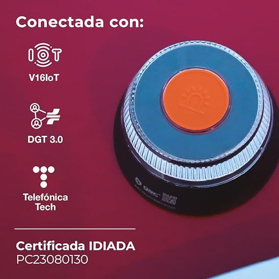 Genérico gsc Evolution - Luz de Emergencia V16 con Geolocalización – Baliza Homologada DGT 3.0, Obligatoria en 2026 | Señal V-16 para Coche con Aviso de Ubicación y Plan de Datos Incluido
