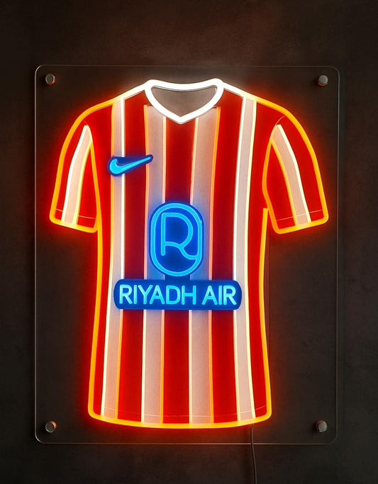 Lámpara LED de Neón Decorativa, Diseño de Camiseta regalo At Madrid Iluminación Roja y Azul