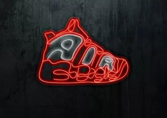 Lámpara de Neón LED Decorativa, Diseño de Zapatilla Deportiva, Rojo y Blanco, Iluminación de Pared