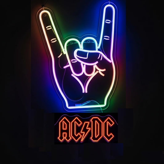 Letrero LED Decorativo de Rock and Roll, Señal de Neón Multicolor con Símbolo de Rock