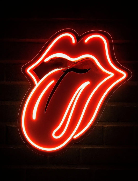 Letrero de Neón LED Decorativo, Diseño de Labios Rojos Stones, Luz de Pared para Bar