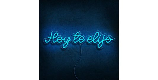 Letrero de Neón LED 'Hoy te elijo', 112 x 29 cm, Decoración para Eventos, Blanco