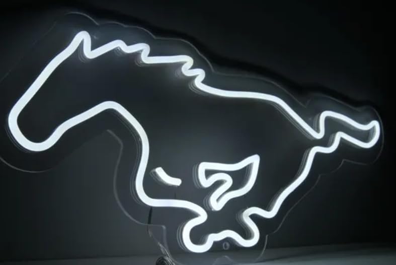 Cartel LED de Neón Personalizado con Diseño de Caballo, Iluminación Decorativa, Color Blanco