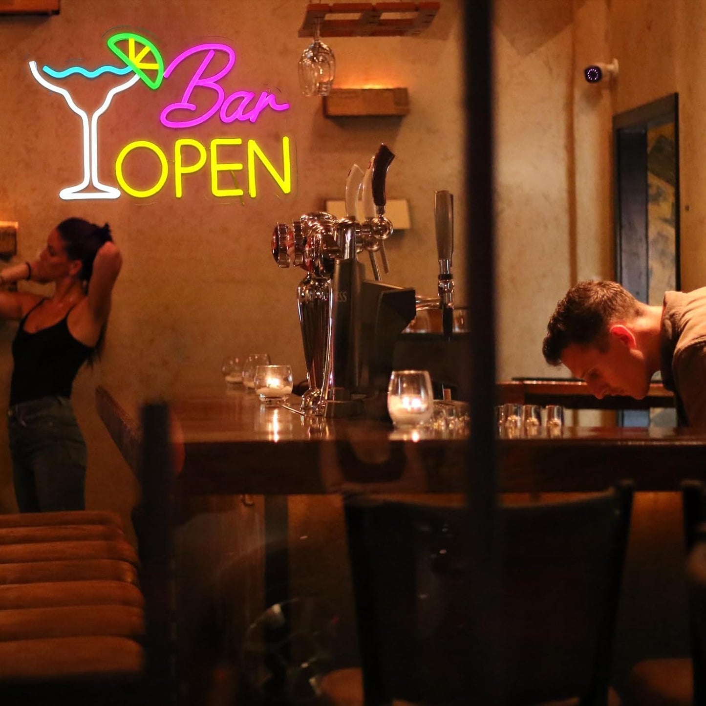 Abierto Luz de Neón, Cócteles Neon Sign para Decoración de Pared Bar Luz de Neón de Led Abierto Sign para Cerveza Bar Café Club de Negocios Inicio Pub Man Cave Decoraciones