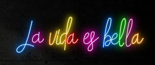 Letrero LED Neón 'La Vida es Bella', Multicolor, Decoración de Pared para Sala de Estar