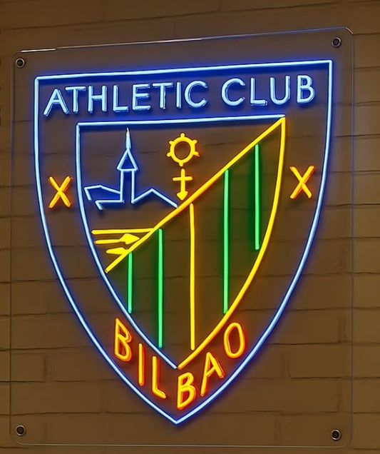 Regalos Athletic Bilbao Cartel Luminoso LED, Escudo.Decoración de Pared, Diseño Neón Multicolor