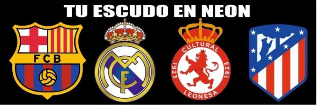 cartel escudo de neón led flex metacrilato y vinilo del Atlántico de Madrid de la liga de fútbol,regalo, para pared de un bar