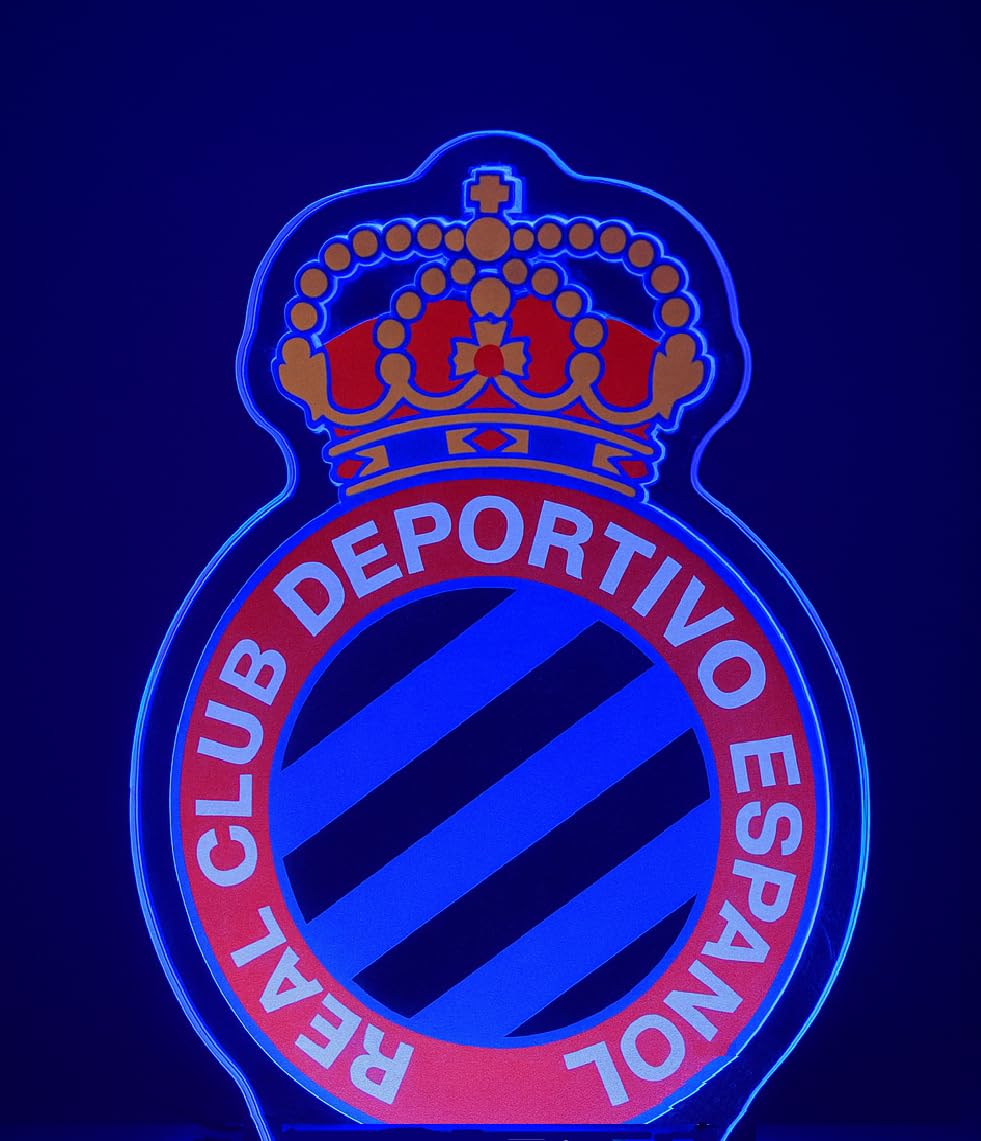 SOLOLED Español escudo regalo Lámpara LED,Luz Nocturna Deportiva con Logo del Club, Iluminación Decorativa en Azul y Rojo liga de futbol metacrilato y neon led,vinilo