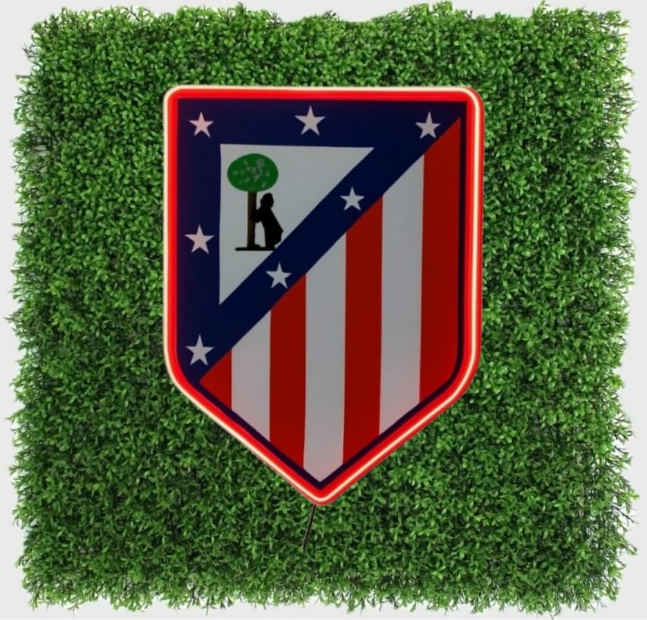 Escudo del Atlético, Insignia Deportiva en Relieve con neón led y césped artificial no incluido