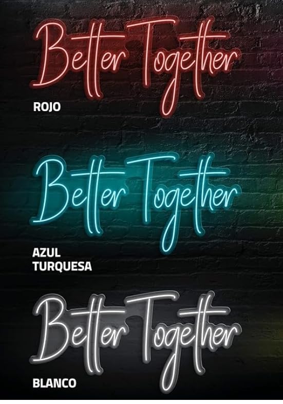 Letrero LED Neón 'Better Together', Luz Decorativa para Pared, Iluminación Ambiental, Color Amarillo