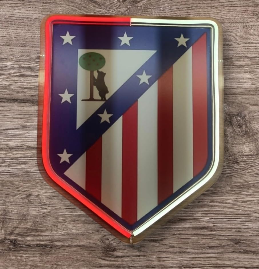 Escudo del Atlético, Insignia Deportiva en Relieve con neón led y césped artificial no incluido