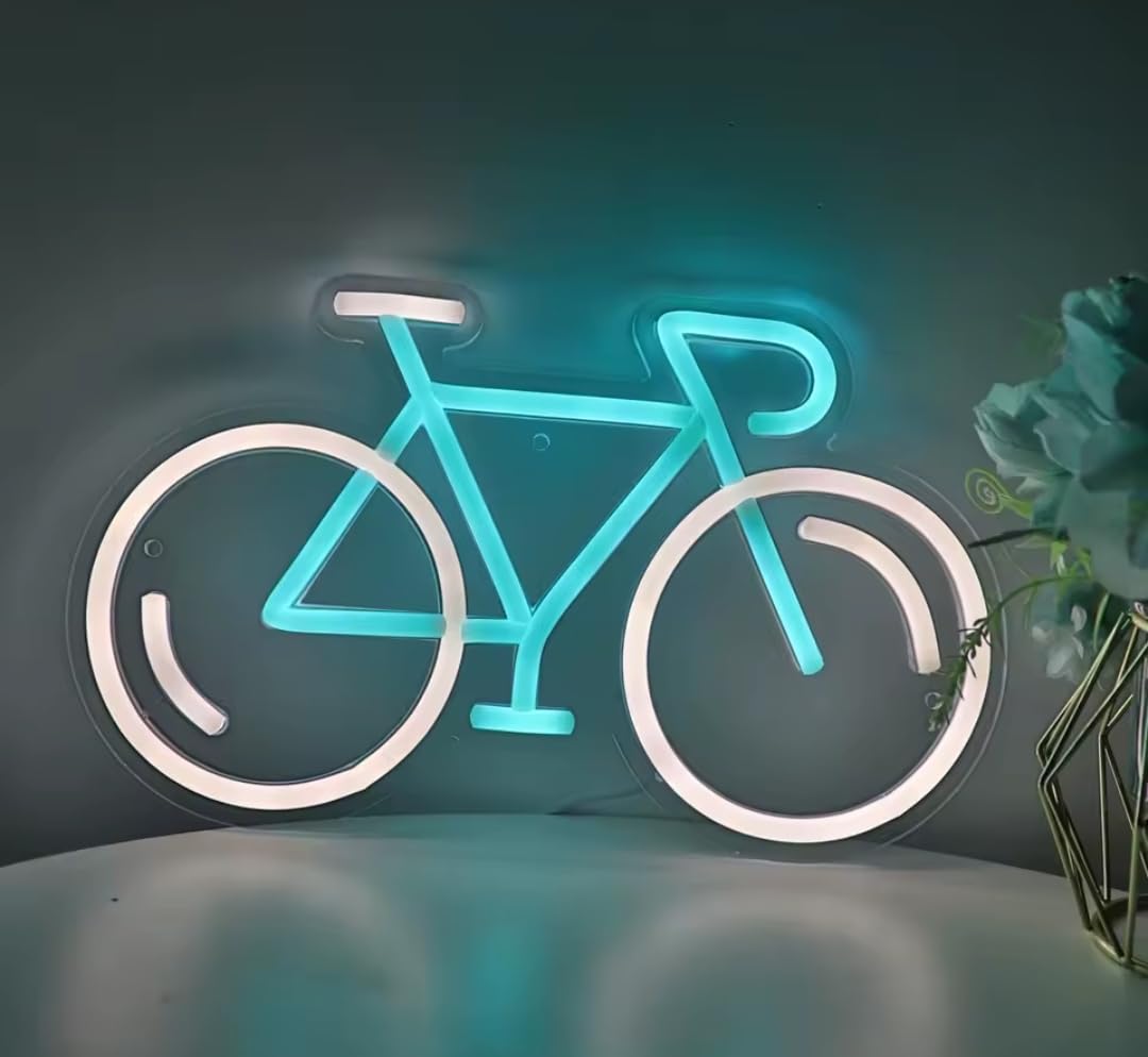 Letrero de Neón LED Vibrante para Bicicleta - Alimentador 12v, Eficiente en Energía, Decoración Montable en Pared para Hogar, Bar, Clubes de Ciclismo y Más - Tamaño de 30cm cm x 20cm, Fácil Instala