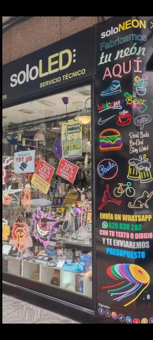 Lámpara de Neón LED, regalo de At Madrid, Diseño Deportivo con Estrellas, Montaje en Pared