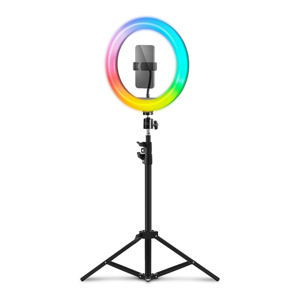 ÷ Anillo de iluminacion profesional mars gaming argb con 35 modos de estudio y ambiente soporte webcam